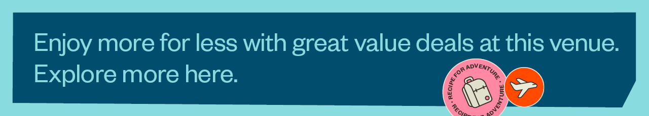 'Explore more for less' text on blue background