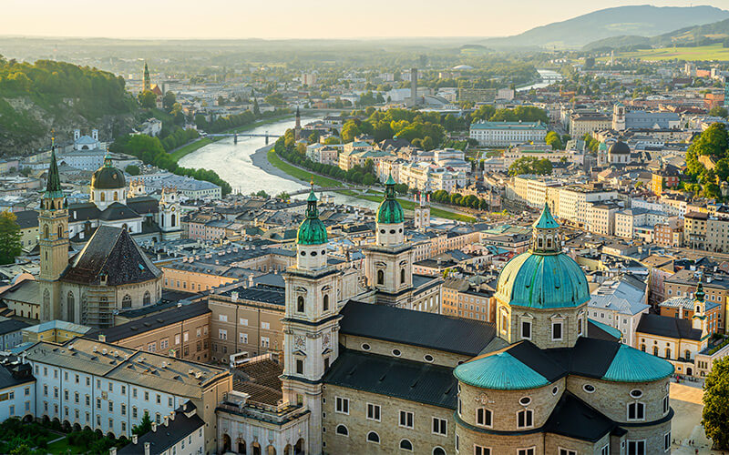 Aerial view of Salzburg, Austria