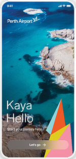 Mobile phone with Perth Airport app